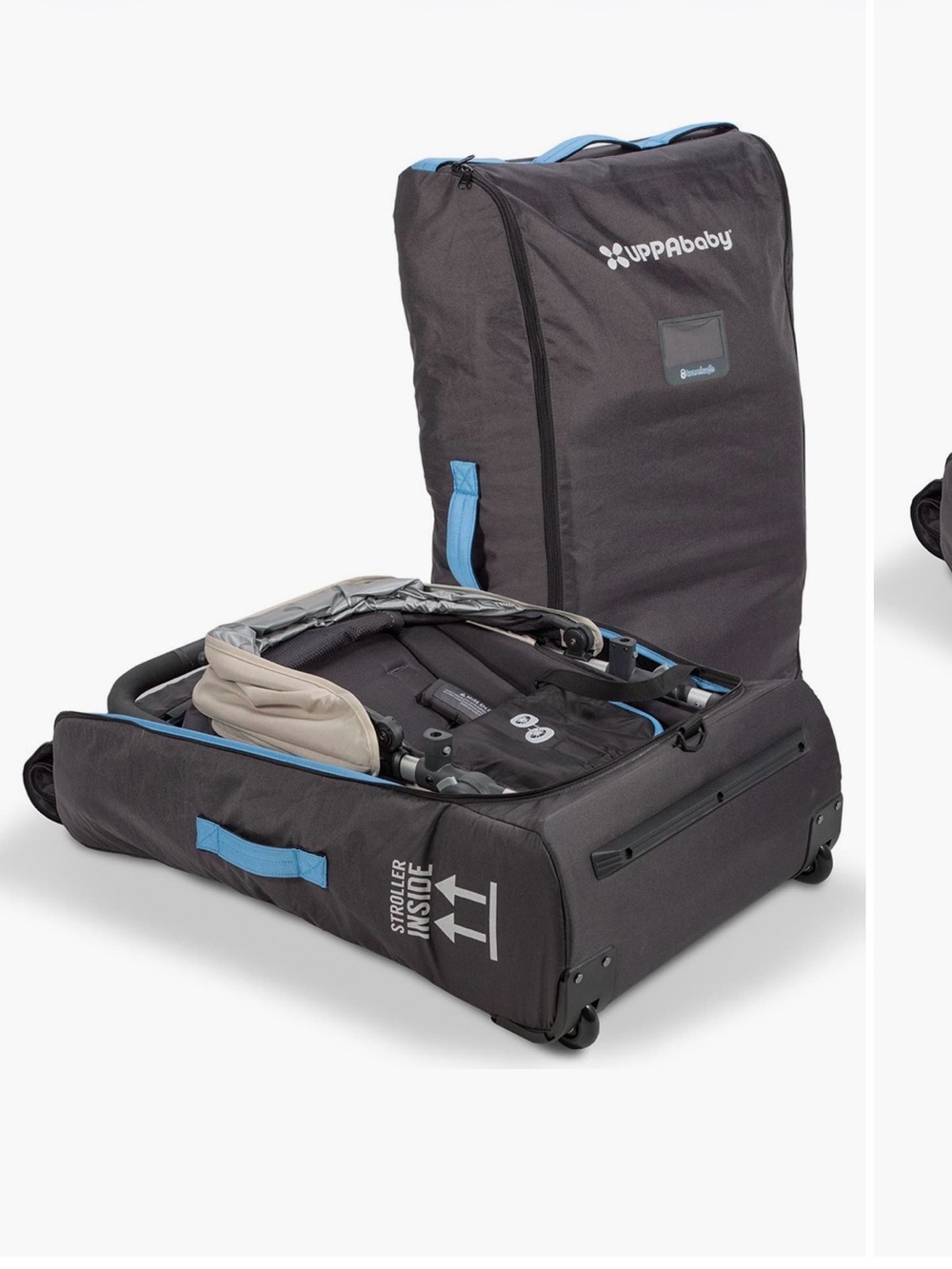 Black Travel Stroller Carry Bag with Blue Accents